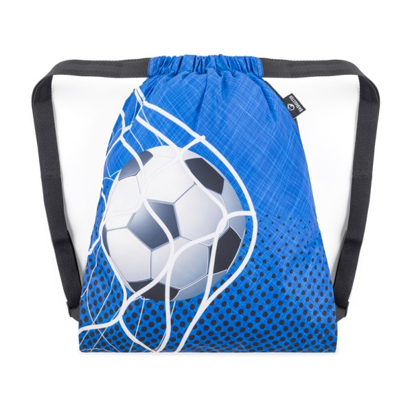 Školní sáček na přezůvky / tělocvik - modrý fotbal