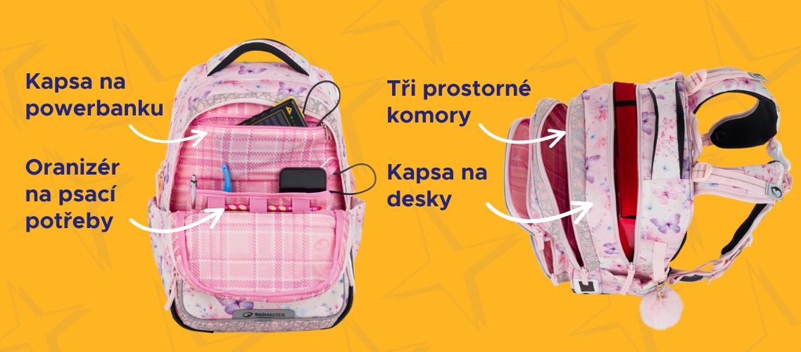 organizace batohu, školní batoh na první stupeň, pro holky