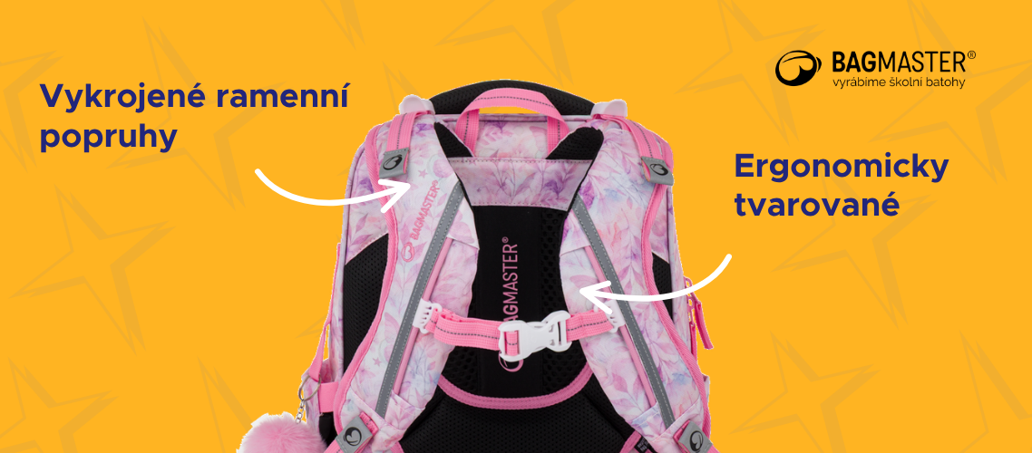 ramenní popruhy, ergonomicky tvarované, batoh do školy, na první stupeň ZŠ