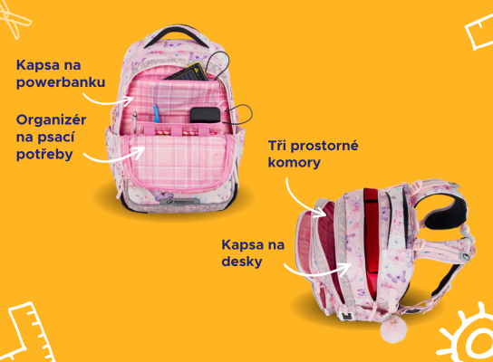 Vnitřní členění školního batohu Bagmaster Vnitřní členění školního batohu Bagmaster
