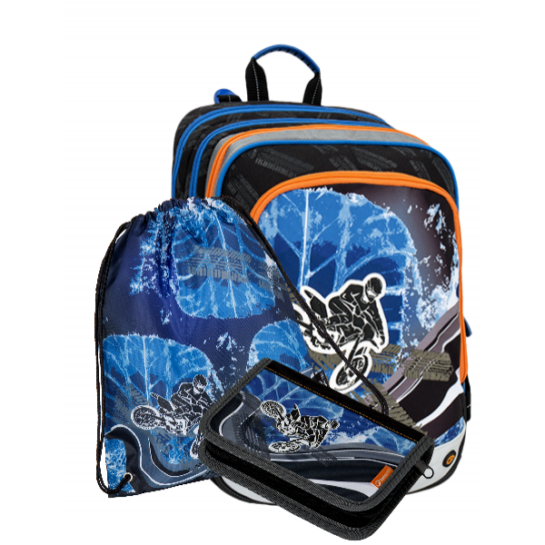 Klučičí školní batoh pro prvňáčky motocross SET ALFA 6 C