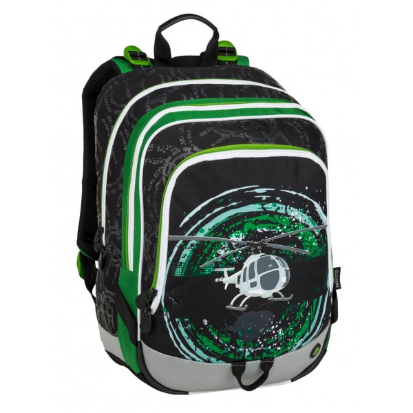 Školní batoh pro prvňáčky BAGMASTER ALFA 9 D BLACK/GREEN/GRAY