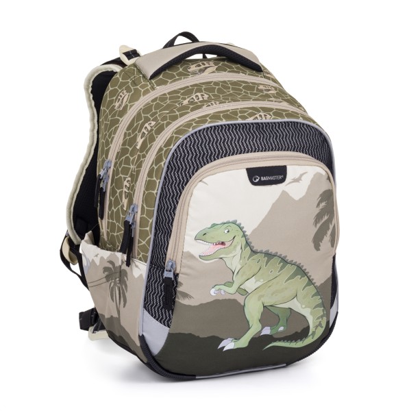 Školní tříkomorový batoh s vyjímatelným bederním pásem – dinosaurus