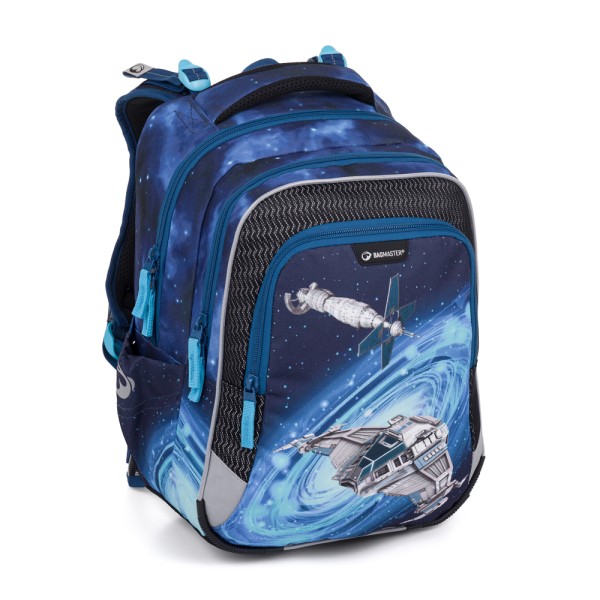 Školní tříkomorový batoh s vyjímatelným bederním pásem – vesmírná loď