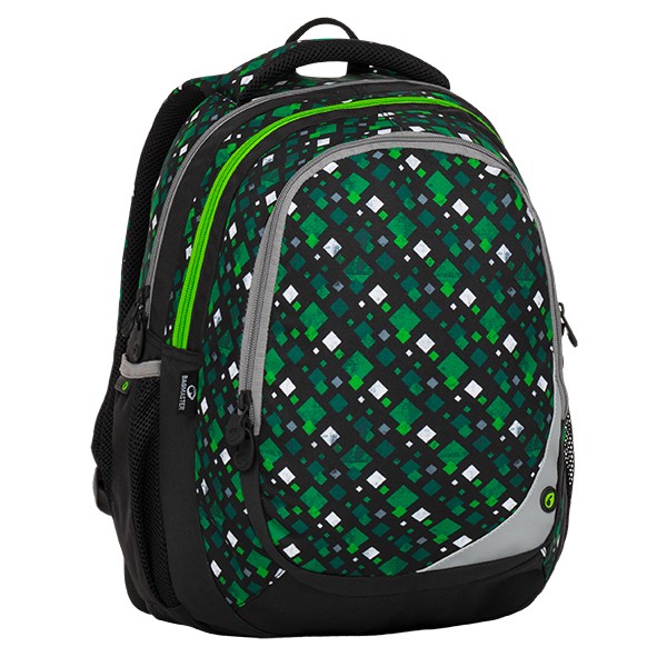 Školní tříkomorový batoh MAXVELL 8 B - zeleno černý