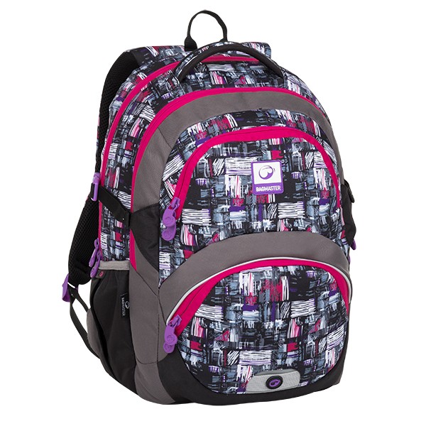 Školní dvoukomorový batoh THEORY 8 A - šedo růžový