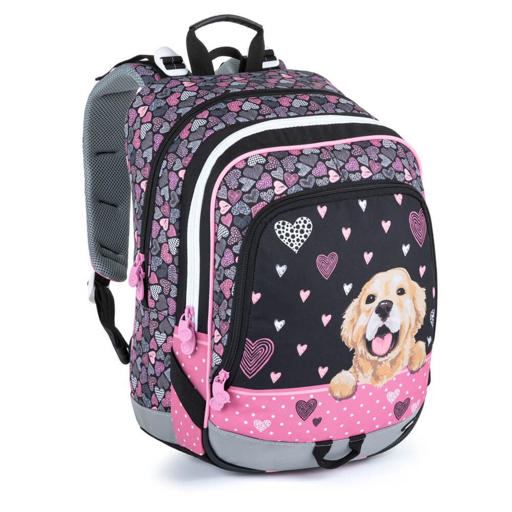 Školní tříkomorový batoh - pes