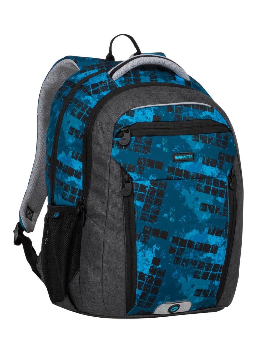Školní dvoukomorový batoh BOSTON 20 B modrý s černými kostkami