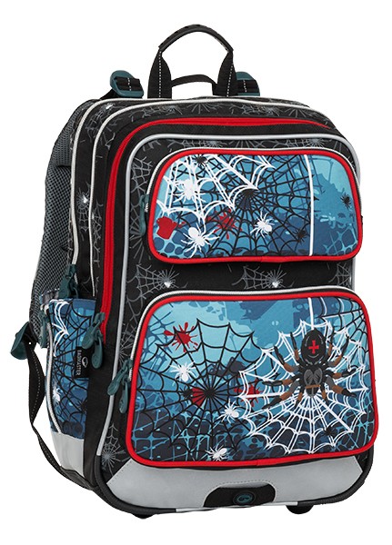 Školní tříkomorový batoh - pavouk
