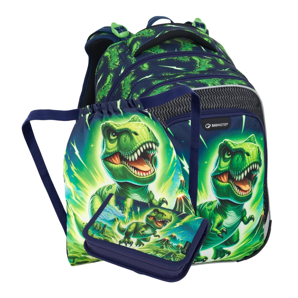Bagmaster LUMI 25 C malý školní set pro prvňáčky – dinosaurus BagMaster